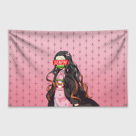 Флаг-баннер с принтом SENPAI NEZUKO НЕЗУКО ПАТТЕРН в городе Новоалтайск, 100% полиэстер | размер 67 х 109 см, плотность ткани — 95 г/м2; по краям флага есть четыре люверса для крепления | anime | demon slayer | kimetsu no yaiba | senpai | аниме | бесконечный поезд | зеницу | иноске | иноске хашибира | клинок | клинок рассекающий демонов | манга | недзуко | незука | незуко | нэзуко | рассекающий демонов