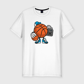Мужская футболка хлопок Slim с принтом Basket Music в городе Новоалтайск, 92% хлопок, 8% лайкра | приталенный силуэт, круглый вырез ворота, длина до линии бедра, короткий рукав | basketball | game | hip hop | music | nba | rap | sport | streetball | баскетбол | баскетболист | игра | игрок | музыка | мяч | нба | рэп | спорт | стритбол | тренер | хип хоп