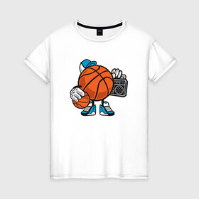 Женская футболка хлопок с принтом Basket Music в городе Новоалтайск, 100% хлопок | прямой крой, круглый вырез горловины, длина до линии бедер, слегка спущенное плечо | basketball | game | hip hop | music | nba | rap | sport | streetball | баскетбол | баскетболист | игра | игрок | музыка | мяч | нба | рэп | спорт | стритбол | тренер | хип хоп
