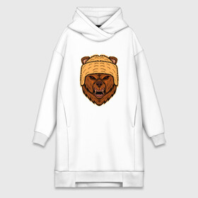 Платье-худи хлопок с принтом Грозный медведь в городе Новоалтайск,  |  | bear | kuma | гризли | грозный | крутой | медведь | мишка
