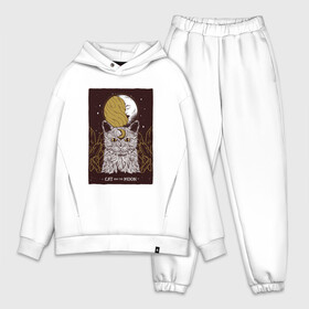 Мужской костюм хлопок OVERSIZE с принтом Кот Луна | Cat Moon   ТАРО в городе Новоалтайск,  |  | cat merch | esoteric | kitten | kitty | magic cat | moon | night | tarot card | волшебный кот | животные | звёздная ночь | звёздное небо | звёзды | карта таро | киса | котёнок | котик | коты мерч | кошка | кристаллы | луна | полумесяц