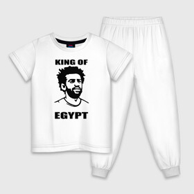 Детская пижама хлопок с принтом KING OF EGYPT в городе Новоалтайск, 100% хлопок |  брюки и футболка прямого кроя, без карманов, на брюках мягкая резинка на поясе и по низу штанин
 | Тематика изображения на принте: basel | champion | chelsea | fifa | lfc | liverpool | mo salah | mohamed salah | mokawloon | roma | soccer | uefa | базель | египет | ливерпуль | лига чемпионов | лфк | мокавлун | мохаммед салах | рома | уефа | фифа | футбол
