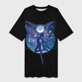 Платье-футболка 3D с принтом Sailor Moon силуэт в городе Новоалтайск,  |  | sailor moon | звезды | луна | сейлор мун | усаги цукино