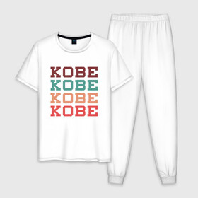 Мужская пижама хлопок с принтом Kobe в городе Новоалтайск, 100% хлопок | брюки и футболка прямого кроя, без карманов, на брюках мягкая резинка на поясе и по низу штанин
 | basketball | bryant | game | james | kobe | lakers | lebron | los angeles | nba | sport | streetball | баскетбол | баскетболист | брайант | джеймс | игра | игрок | коби | леброн | лейкерс | лос анджелес | мяч | нба | спорт | стритбол