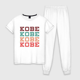 Женская пижама хлопок с принтом Kobe в городе Новоалтайск, 100% хлопок | брюки и футболка прямого кроя, без карманов, на брюках мягкая резинка на поясе и по низу штанин | basketball | bryant | game | james | kobe | lakers | lebron | los angeles | nba | sport | streetball | баскетбол | баскетболист | брайант | джеймс | игра | игрок | коби | леброн | лейкерс | лос анджелес | мяч | нба | спорт | стритбол