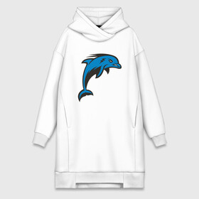 Платье-худи хлопок с принтом Злой дельфин в городе Новоалтайск,  |  | dolphin | дельфин | дельфины | море | морские | на голубом | с дельфином