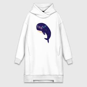 Платье-худи хлопок с принтом Кит в городе Новоалтайск,  |  | whale | белый кит | кит | киты | морские | паттерн | синий кит