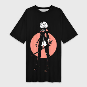 Платье-футболка 3D с принтом Nier Automata в городе Новоалтайск,  |  | 2b | action | anime girl | b2 | nier automata | nier gestalt | nier replicant | аниме девушка | воин | девушка с мечом | меч | ниар | ниар автомата | ниер автомата | нир | экшн