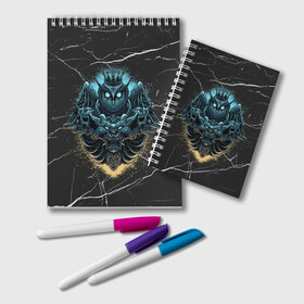 Блокнот с принтом Owl king в городе Новоалтайск, 100% бумага | 48 листов, плотность листов — 60 г/м2, плотность картонной обложки — 250 г/м2. Листы скреплены удобной пружинной спиралью. Цвет линий — светло-серый
 | Тематика изображения на принте: арт | графика | корона | птицы | совы | череп
