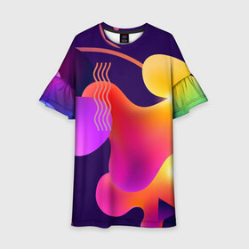 Детское платье 3D с принтом Rainbow T-Shirt в городе Новоалтайск, 100% полиэстер | прямой силуэт, чуть расширенный к низу. Круглая горловина, на рукавах — воланы | colorful | rainbow | градиент | иллюстрация | линии