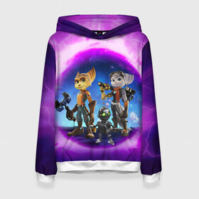 Женская толстовка 3D с принтом Ratchet & Clank 2 Rift Apart  в городе Новоалтайск, 100% полиэстер  | двухслойный капюшон со шнурком для регулировки, мягкие манжеты на рукавах и по низу толстовки, спереди карман-кенгуру с мягким внутренним слоем. | action | animals | nextgen | pc | playstation | ps 5 | ratchet and clank rift apart | robot | sony | steam | top | valve | video games | weapon | xbox | валв | видео игры | животные | иксбокс | некстген | оружие | пк | плейстейшен | пс 5 | робот 