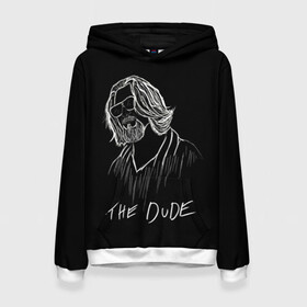 Женская толстовка 3D с принтом THE DUDE (Большой Лебовски) в городе Новоалтайск, 100% полиэстер  | двухслойный капюшон со шнурком для регулировки, мягкие манжеты на рукавах и по низу толстовки, спереди карман-кенгуру с мягким внутренним слоем. | abide | big | dude | jeff | lebowski | the | большой | лебовски | фильм | чувак
