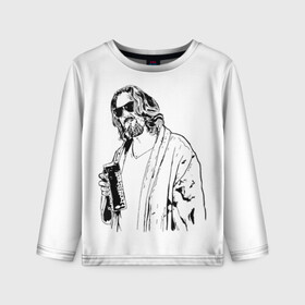 Детский лонгслив 3D с принтом Большой Лебовски Big Lebowski в городе Новоалтайск, 100% полиэстер | длинные рукава, круглый вырез горловины, полуприлегающий силуэт
 | abide | big | dude | jeff | lebowski | the | большой | лебовски | фильм | чувак