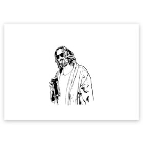 Поздравительная открытка с принтом Большой Лебовски Big Lebowski в городе Новоалтайск, 100% бумага | плотность бумаги 280 г/м2, матовая, на обратной стороне линовка и место для марки
 | Тематика изображения на принте: abide | big | dude | jeff | lebowski | the | большой | лебовски | фильм | чувак