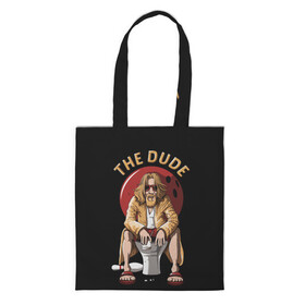 Шоппер 3D с принтом THE DUDE (Big Lebowski) в городе Новоалтайск, 100% полиэстер | Плотность: 200 г/м2; Размер: 34×35 см; Высота лямок: 30 см | abide | big | dude | jeff | lebowski | the | большой | лебовски | фильм | чувак