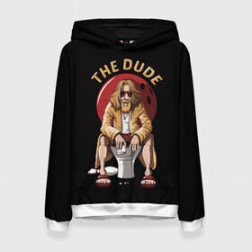 Женская толстовка 3D с принтом THE DUDE (Big Lebowski) в городе Новоалтайск, 100% полиэстер  | двухслойный капюшон со шнурком для регулировки, мягкие манжеты на рукавах и по низу толстовки, спереди карман-кенгуру с мягким внутренним слоем. | abide | big | dude | jeff | lebowski | the | большой | лебовски | фильм | чувак