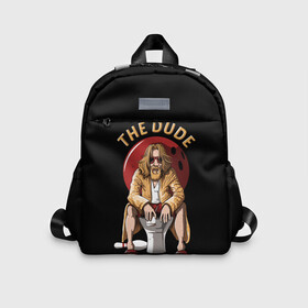 Детский рюкзак 3D с принтом THE DUDE (Big Lebowski) в городе Новоалтайск, 100% полиэстер | лямки с регулируемой длиной, сверху петелька, чтобы рюкзак можно было повесить на вешалку. Основное отделение закрывается на молнию, как и внешний карман. Внутри дополнительный карман. По бокам два дополнительных кармашка | abide | big | dude | jeff | lebowski | the | большой | лебовски | фильм | чувак