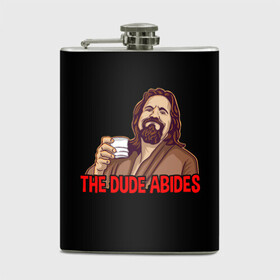 Фляга с принтом The Dude Abides (Lebowski) в городе Новоалтайск, металлический корпус | емкость 0,22 л, размер 125 х 94 мм. Виниловая наклейка запечатывается полностью | Тематика изображения на принте: abide | big | dude | jeff | lebowski | the | большой | лебовски | фильм | чувак