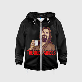 Детская ветровка 3D с принтом The Dude Abides (Lebowski) в городе Новоалтайск, 100% полиэстер | подол и капюшон оформлены резинкой с фиксаторами, по бокам два кармана без застежек, один потайной карман на груди | abide | big | dude | jeff | lebowski | the | большой | лебовски | фильм | чувак