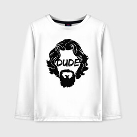 Детский лонгслив хлопок с принтом Dude | Чувак в городе Новоалтайск, 100% хлопок | круглый вырез горловины, полуприлегающий силуэт, длина до линии бедер | abide | big | dude | jeff | lebowski | the | большой | лебовски | фильм | чувак