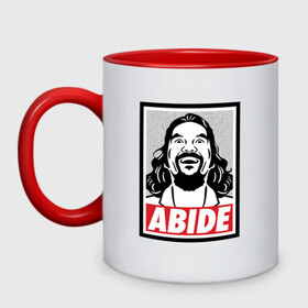 Кружка двухцветная с принтом ABIDE (Большой Лебовски) в городе Новоалтайск, керамика | объем — 330 мл, диаметр — 80 мм. Цветная ручка и кайма сверху, в некоторых цветах — вся внутренняя часть | abide | big | dude | jeff | lebowski | the | большой | лебовски | фильм | чувак