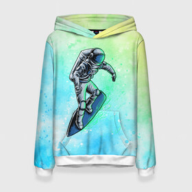 Женская толстовка 3D с принтом Серфинг в городе Новоалтайск, 100% полиэстер  | двухслойный капюшон со шнурком для регулировки, мягкие манжеты на рукавах и по низу толстовки, спереди карман-кенгуру с мягким внутренним слоем. | арт | графика | космонавт | серфинг | человек