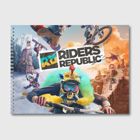 Альбом для рисования с принтом Riders Republic в городе Новоалтайск, 100% бумага
 | матовая бумага, плотность 200 мг. | gamer | games | open world | rider | ubisoft