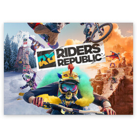 Поздравительная открытка с принтом Riders Republic в городе Новоалтайск, 100% бумага | плотность бумаги 280 г/м2, матовая, на обратной стороне линовка и место для марки
 | gamer | games | open world | rider | ubisoft
