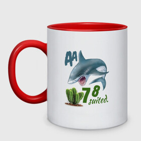 Кружка двухцветная с принтом Poker shark в городе Новоалтайск, керамика | объем — 330 мл, диаметр — 80 мм. Цветная ручка и кайма сверху, в некоторых цветах — вся внутренняя часть | fish | fold | poker | poker room | pot | shark | азарт | банк | блеф | игра | игрок | казино | каре | карты | колода | коннекторы | крести | масть | онлайн | партия | пас | раздача | расклад | сет | ставка | стрит | торги | туз