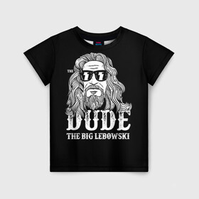 Детская футболка 3D с принтом Dude the Big Lebowski в городе Новоалтайск, 100% гипоаллергенный полиэфир | прямой крой, круглый вырез горловины, длина до линии бедер, чуть спущенное плечо, ткань немного тянется | dude | jeff bridges | the big lebowski | блики | большой лебовский | джефф бриджес | молния | фильм | чувак
