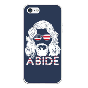 Чехол для iPhone 5/5S матовый с принтом ABIDE Большой Лебовский в городе Новоалтайск, Силикон | Область печати: задняя сторона чехла, без боковых панелей | Тематика изображения на принте: dude | jeff bridges | the big lebowski | большой лебовский | джефф бриджес | сша | трафарет | фильм | флаг | чувак