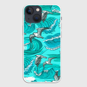 Чехол для iPhone 13 mini с принтом Чайки в море в городе Новоалтайск,  |  | волны | море | морские | птицы | чайка | чайки