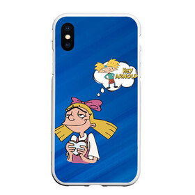 Чехол для iPhone XS Max матовый с принтом Хельга и Арнольд в городе Новоалтайск, Силикон | Область печати: задняя сторона чехла, без боковых панелей | arnold | boy | cartoon | dream | face | girl | helga | hey arnold | love | nickelodeon | арнольд | девочка | детство | любовь | мальчик | мечта | мультик | никелодион | хельга