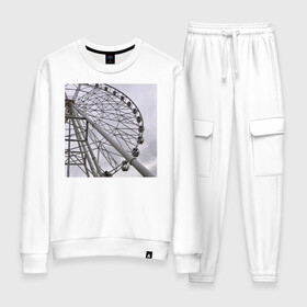 Женский костюм хлопок с принтом Колесо обозрения в городе Новоалтайск, 100% хлопок | на свитшоте круглая горловина, мягкая резинка по низу. Брюки заужены к низу, на них два вида карманов: два 