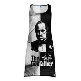 Платье-майка 3D с принтом Крёстный отец (The Godfather) в городе Новоалтайск, 100% полиэстер | полуприлегающий силуэт, широкие бретели, круглый вырез горловины, удлиненный подол сзади. | black and white | the godfather | the godfather drawing | the godfather movie | the godfather print | крестный отец | принт крестный отец | рисунок крестный отец | фильм крестный отец | черный и белый