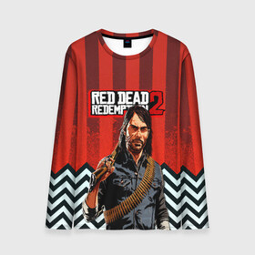 Мужской лонгслив 3D с принтом Бандит дикого запада RDR 2 в городе Новоалтайск, 100% полиэстер | длинные рукава, круглый вырез горловины, полуприлегающий силуэт | game | red dead | red dead redemption 2 | redemption 2 | rockstar games | бандиты | дикий запад | игры | ковбои | оружие