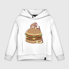 Детское худи Oversize хлопок с принтом Anime Burger в городе Новоалтайск, френч-терри — 70% хлопок, 30% полиэстер. Мягкий теплый начес внутри —100% хлопок | боковые карманы, эластичные манжеты и нижняя кромка, капюшон на магнитной кнопке | Тематика изображения на принте: аниме | бургер | гамбургер | девушка | иллюстрация