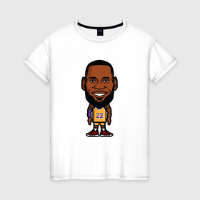 Женская футболка хлопок с принтом Little Lebron в городе Новоалтайск, 100% хлопок | прямой крой, круглый вырез горловины, длина до линии бедер, слегка спущенное плечо | basketball | bryant | game | james | kobe | lakers | lebron | los angeles | nba | sport | streetball | баскетбол | баскетболист | брайант | джеймс | игра | игрок | коби | леброн | лейкерс | лос анджелес | мяч | нба | спорт | стритбол