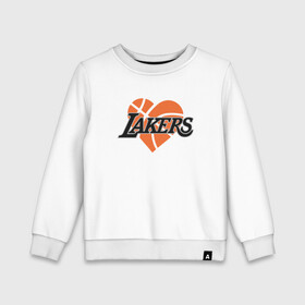 Детский свитшот хлопок с принтом Love Lakers в городе Новоалтайск, 100% хлопок | круглый вырез горловины, эластичные манжеты, пояс и воротник | basketball | bryant | game | james | kobe | lakers | lebron | los angeles | nba | sport | streetball | баскетбол | баскетболист | брайант | джеймс | игра | игрок | коби | леброн | лейкерс | лос анджелес | мяч | нба | спорт | стритбол