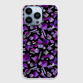 Чехол для iPhone 13 Pro с принтом Геометрический фиолетовый в городе Новоалтайск,  |  | Тематика изображения на принте: abstraction | black | dark | geometric | violet | абстракция | геометрический | геометрия | квадрат | круг | линии | темный | треугольник | фиолетовый | черный