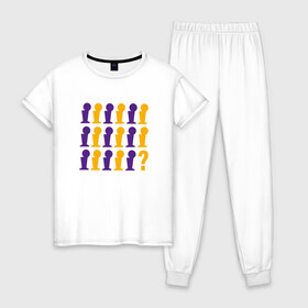 Женская пижама хлопок с принтом Champions - Lakers в городе Новоалтайск, 100% хлопок | брюки и футболка прямого кроя, без карманов, на брюках мягкая резинка на поясе и по низу штанин | basketball | bryant | game | james | kobe | lakers | lebron | los angeles | nba | sport | streetball | баскетбол | баскетболист | брайант | джеймс | игра | игрок | коби | леброн | лейкерс | лос анджелес | мяч | нба | спорт | стритбол