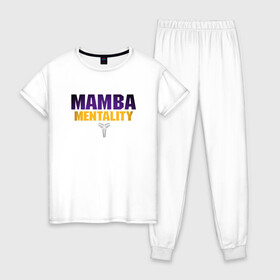Женская пижама хлопок с принтом Mamba Mentality в городе Новоалтайск, 100% хлопок | брюки и футболка прямого кроя, без карманов, на брюках мягкая резинка на поясе и по низу штанин | basketball | bryant | game | james | kobe | lakers | lebron | los angeles | nba | sport | streetball | баскетбол | баскетболист | брайант | джеймс | игра | игрок | коби | леброн | лейкерс | лос анджелес | мяч | нба | спорт | стритбол