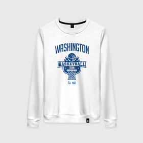 Женский свитшот хлопок с принтом Washington Basketball в городе Новоалтайск, 100% хлопок | прямой крой, круглый вырез, на манжетах и по низу широкая трикотажная резинка  | basketball | game | nba | sport | streetball | washington | баскетбол | баскетболист | вашингтон | игра | игрок | мяч | нба | спорт | стритбол | тренер