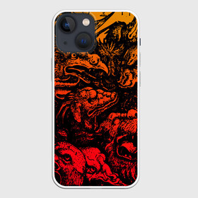 Чехол для iPhone 13 mini с принтом Grotesque animals в городе Новоалтайск,  |  | голова | гротеск | животные | звери | искусство | клыки | монстр | оскал | пасть | ретро | старый | страшный