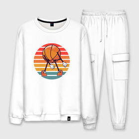 Мужской костюм хлопок с принтом Basket Dance в городе Новоалтайск, 100% хлопок | на свитшоте круглая горловина, мягкая резинка по низу. Брюки заужены к низу, на них два вида карманов: два “обычных” по бокам и два объемных, с клапанами, расположенные ниже линии бедра. Брюки с мягкой трикотажной резинкой на поясе и по низу штанин. В поясе для дополнительного комфорта — широкие завязки | basketball | dance | game | nba | sport | streetball | баскетбол | баскетболист | игра | игрок | мяч | нба | спорт | стритбол | танец | тренер