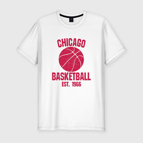 Мужская футболка хлопок Slim с принтом Chicago Basketball в городе Новоалтайск, 92% хлопок, 8% лайкра | приталенный силуэт, круглый вырез ворота, длина до линии бедра, короткий рукав | basketball | bulls | chicago | game | jordan | nba | sport | streetball | баскетбол | баскетболист | джордан | игра | игрок | мяч | нба | спорт | стритбол | тренер | чикаго