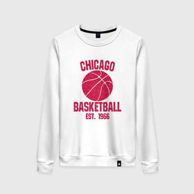 Женский свитшот хлопок с принтом Chicago Basketball в городе Новоалтайск, 100% хлопок | прямой крой, круглый вырез, на манжетах и по низу широкая трикотажная резинка  | basketball | bulls | chicago | game | jordan | nba | sport | streetball | баскетбол | баскетболист | джордан | игра | игрок | мяч | нба | спорт | стритбол | тренер | чикаго