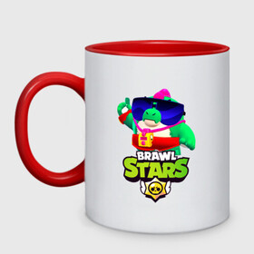 Кружка двухцветная с принтом Базз Buzz Brawl Stars в городе Новоалтайск, керамика | объем — 330 мл, диаметр — 80 мм. Цветная ручка и кайма сверху, в некоторых цветах — вся внутренняя часть | brawl | brawl stars | brawlstars | brawl_stars | buz | buzz | баз | базз | бравл | бравлстарс | буз