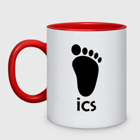 Кружка двухцветная с принтом ВОЛЕЙБОЛ!! лого iCS ступня в городе Новоалтайск, керамика | объем — 330 мл, диаметр — 80 мм. Цветная ручка и кайма сверху, в некоторых цветах — вся внутренняя часть | anime | haikyu | haikyuu | karasuno | karasuno high | manga | аниме | волейбол | волейбольный клуб | вороны | иероглифы | икс | карасуно | лапа | лого | манга | надпись | нога | след | старшая школа | ступня | хаику | хаикую