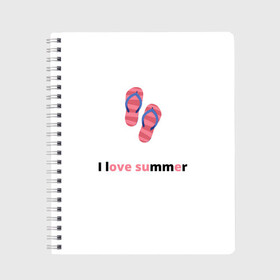 Тетрадь с принтом I love SUMMER в городе Новоалтайск, 100% бумага | 48 листов, плотность листов — 60 г/м2, плотность картонной обложки — 250 г/м2. Листы скреплены сбоку удобной пружинной спиралью. Уголки страниц и обложки скругленные. Цвет линий — светло-серый
 | summer | жара | лето | море | пляж | сезоны года